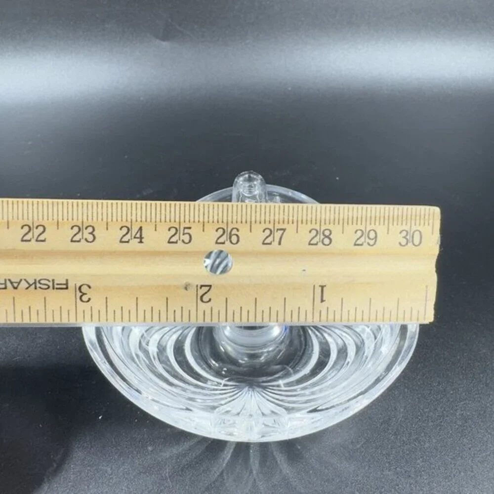 Vintage Clear Crystal Glass Ring‎ Holder Trinket Holder Wish Optic Lines Glass